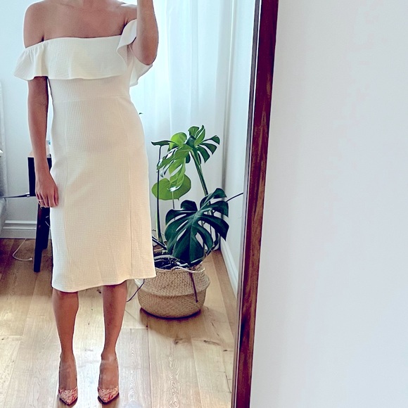 Zara waffle off the shoulder small midi dress - Picture 5 of 5